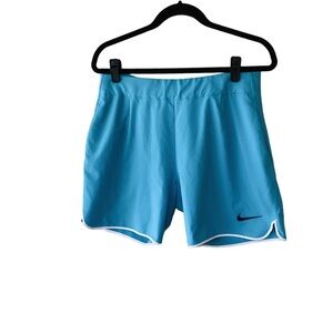 Nike Dry-Fit Athletic Shorts with Logo Size Medium Blue Swoosh Activewear